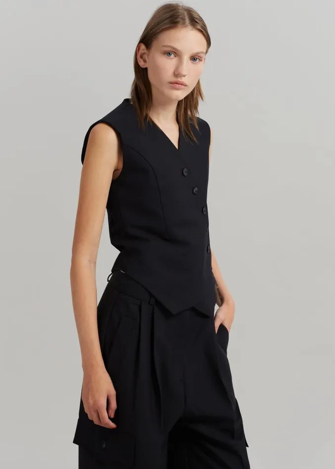 The Frankie Shop Maesa Cross Vest 8211 Black Shop Outerwear
