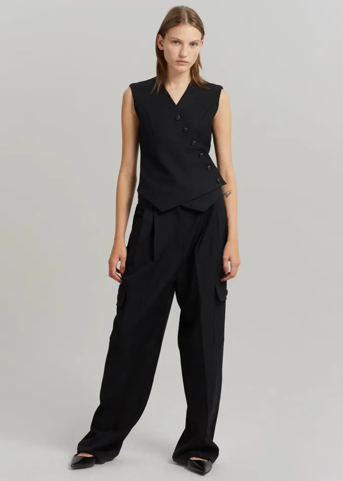 The Frankie Shop Maesa Cross Vest 8211 Black Shop Outerwear