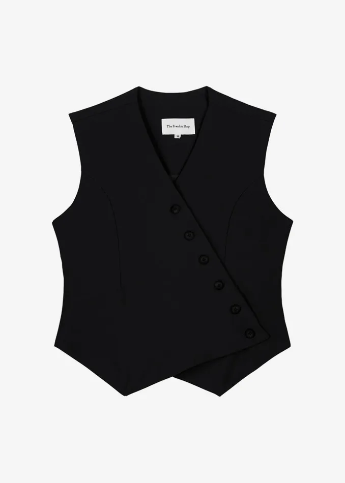 The Frankie Shop Maesa Cross Vest 8211 Black Shop Outerwear