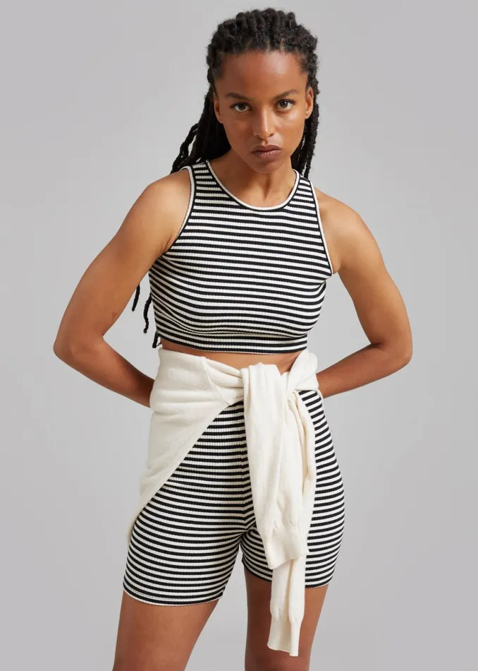 The Frankie Shop Martina Knit Tank Top 8211 Black Stripe Shop Tops
