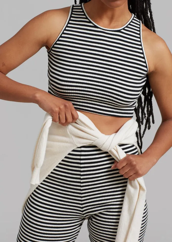 The Frankie Shop Martina Knit Tank Top 8211 Black Stripe Shop Tops