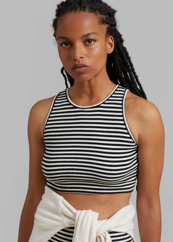 The Frankie Shop Martina Knit Tank Top 8211 Black Stripe Shop Tops