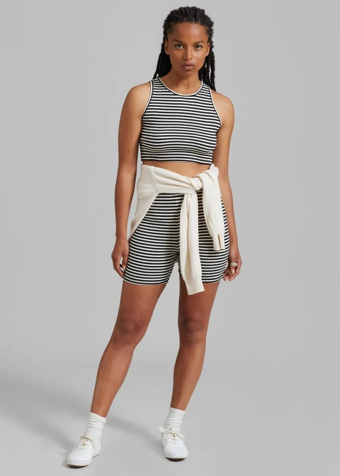 The Frankie Shop Martina Knit Tank Top 8211 Black Stripe Shop Tops