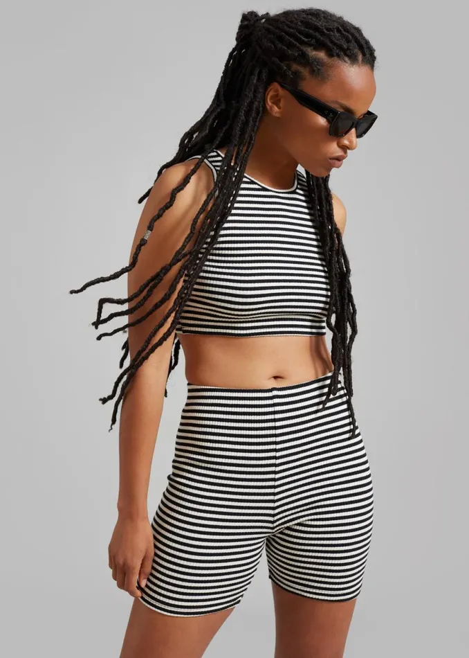 The Frankie Shop Martina Knit Tank Top 8211 Black Stripe Shop Tops