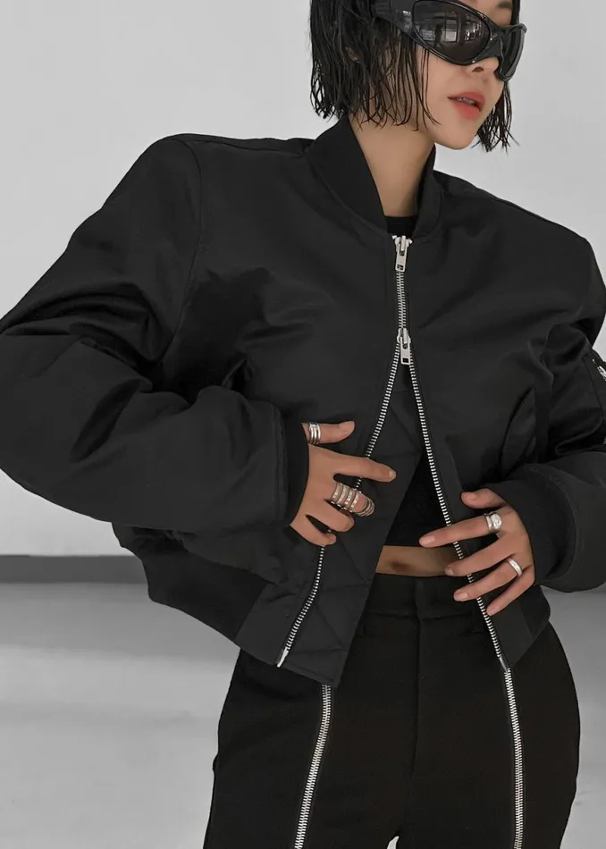 The Frankie Shop Mati Cropped Padded Bomber 8211 Black Shop Outerwear