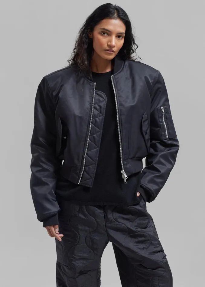 The Frankie Shop Mati Cropped Padded Bomber 8211 Black Shop Outerwear