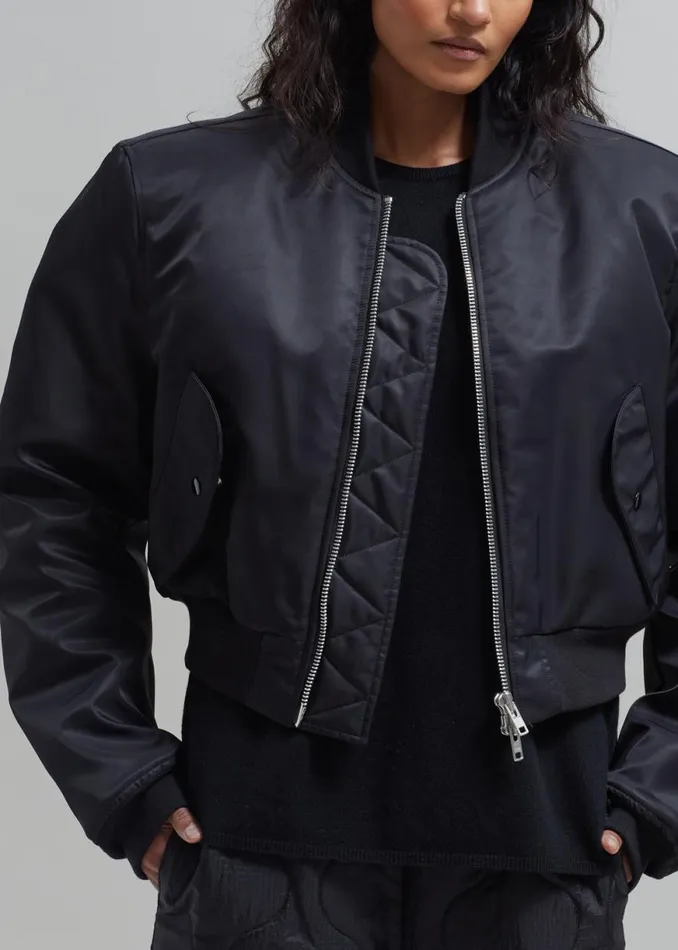 The Frankie Shop Mati Cropped Padded Bomber 8211 Black Shop Outerwear