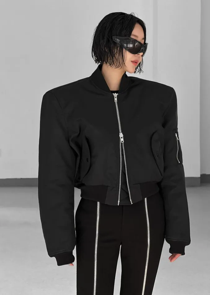The Frankie Shop Mati Cropped Padded Bomber 8211 Black Shop Outerwear