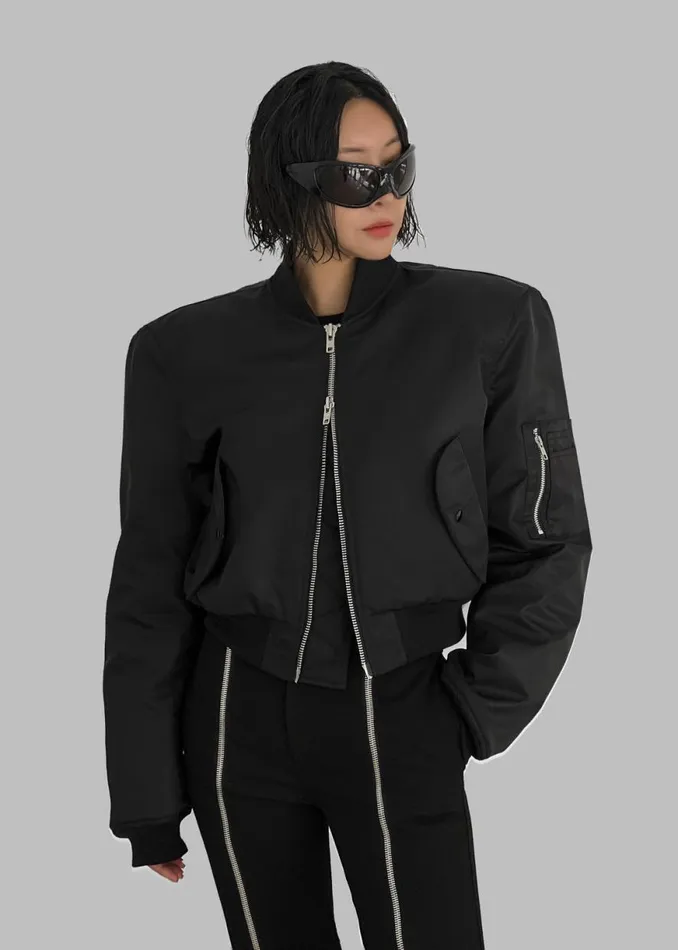 The Frankie Shop Mati Cropped Padded Bomber 8211 Black Shop Outerwear