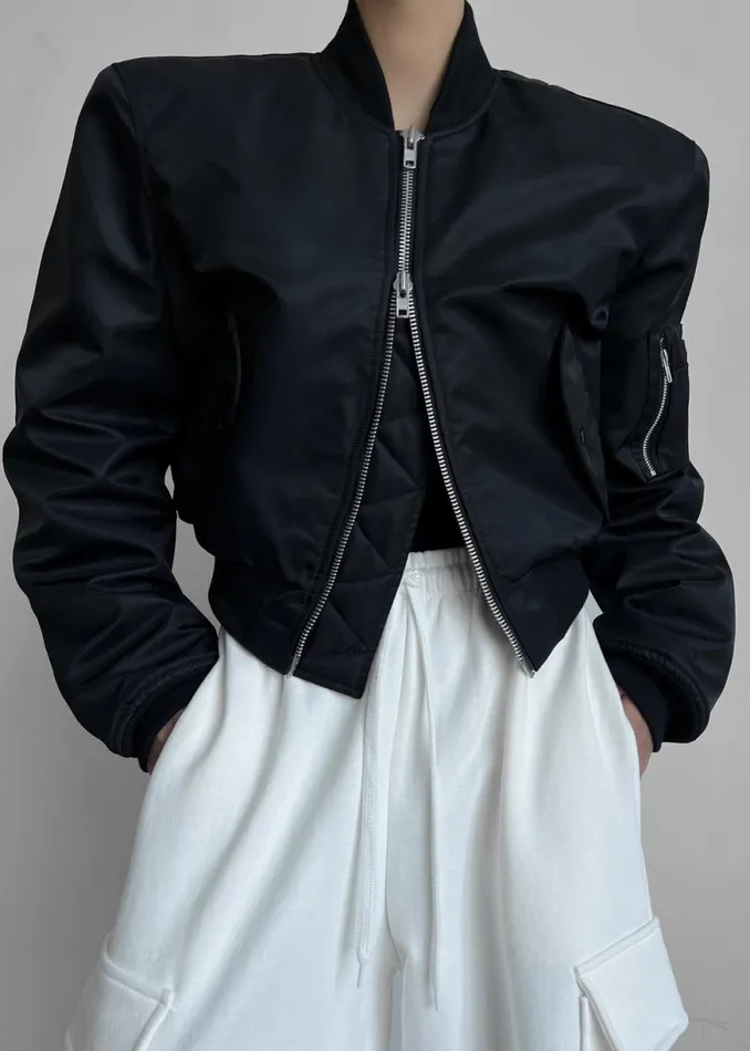 The Frankie Shop Mati Cropped Padded Bomber 8211 Black Shop Outerwear