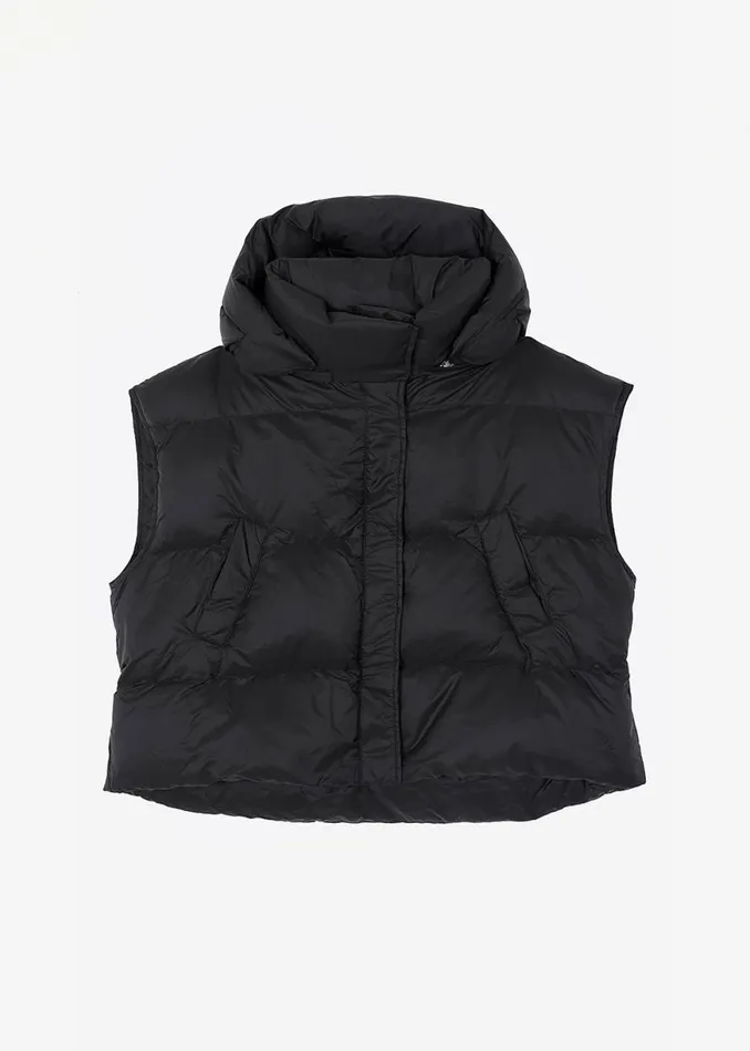 The Frankie Shop Prague Puffer Hoodie Vest 8211 Black Shop Outerwear