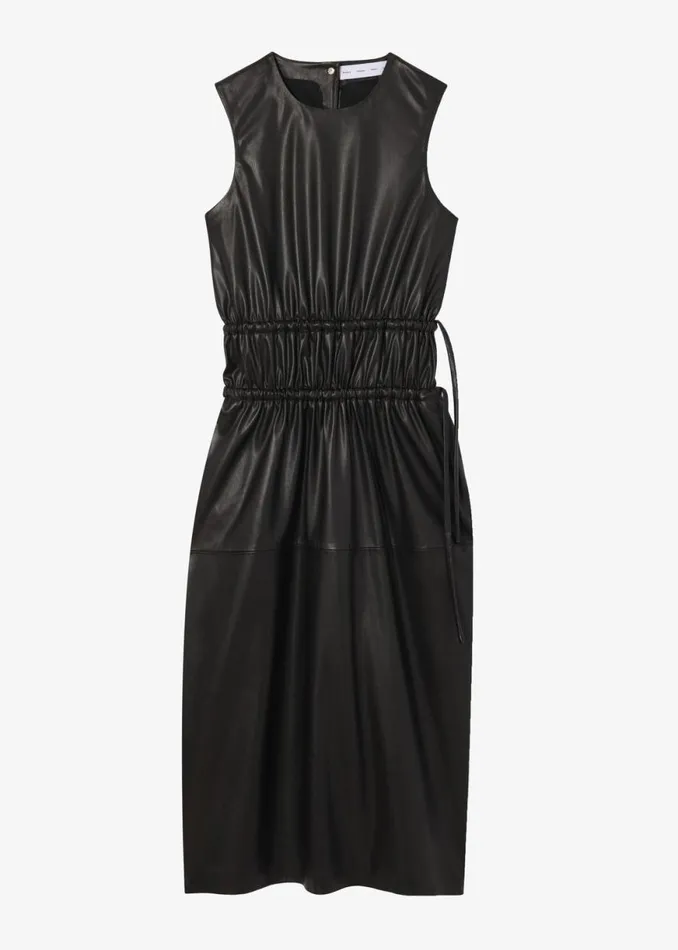 The Frankie Shop Proenza Schouler White Label Faux Leather Drawstring Dress 8211 Black Shop Clothing