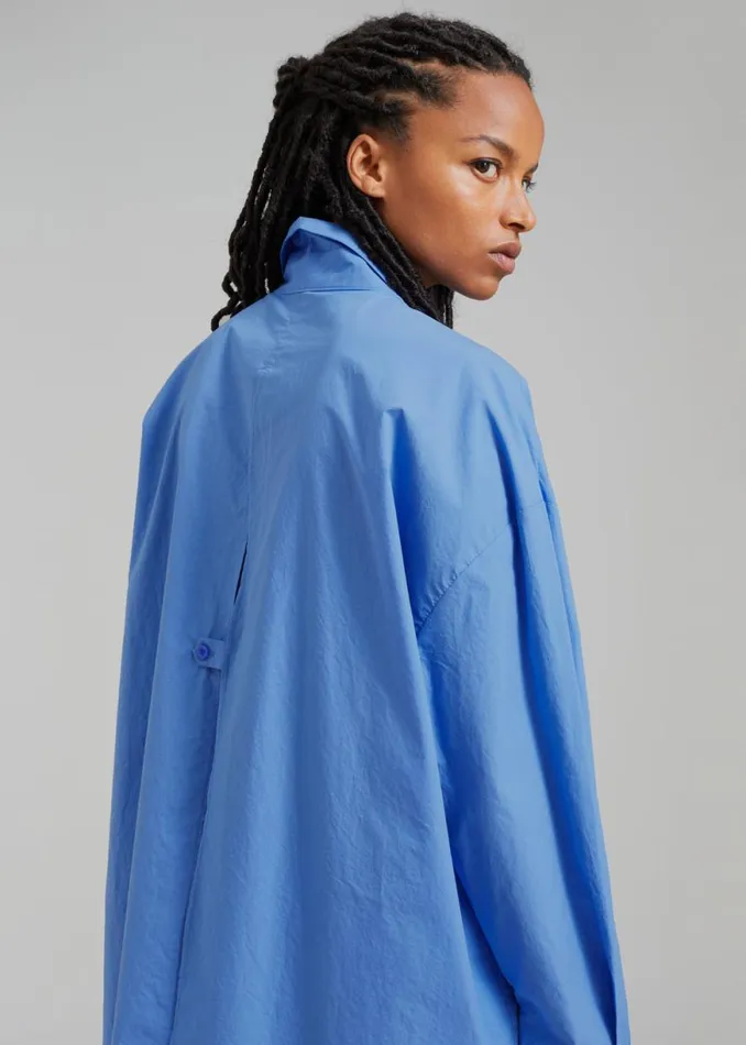 The Frankie Shop Raiz Open Back Oversized Shirt 8211 Blue Shop Tops