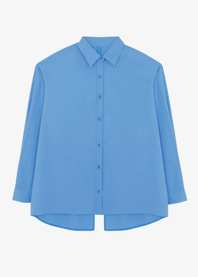 The Frankie Shop Raiz Open Back Oversized Shirt 8211 Blue Shop Tops