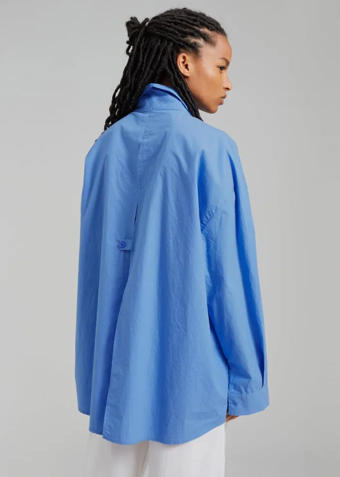 The Frankie Shop Raiz Open Back Oversized Shirt 8211 Blue Shop Tops