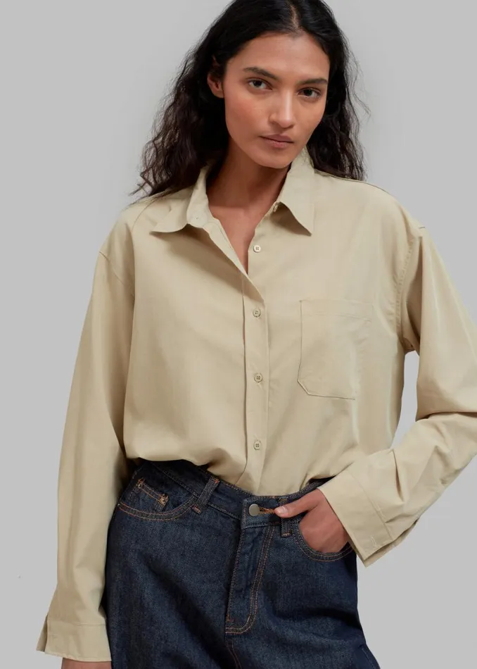 The Frankie Shop Rinne Shirt 8211 Tan Shop Tops