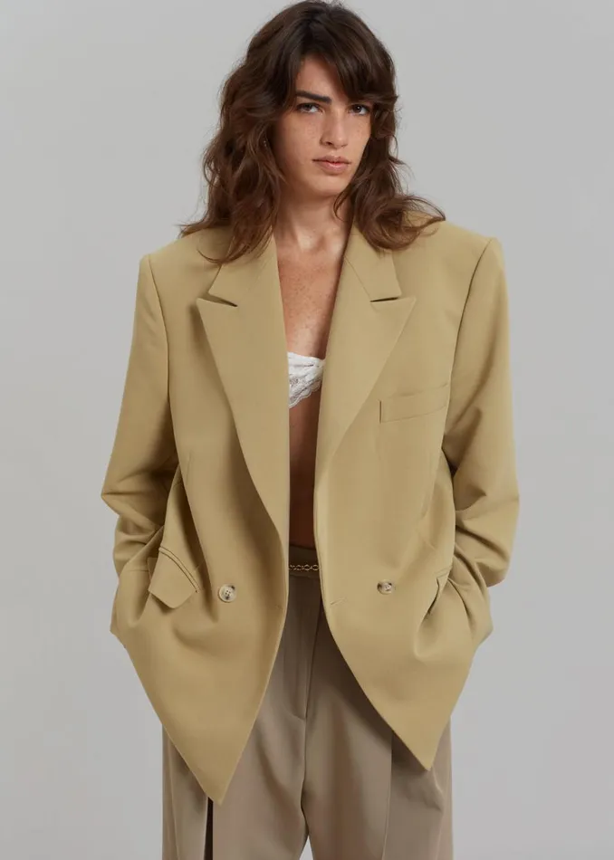 The Frankie Shop Rosali Blazer 8211 Khaki Shop Outerwear