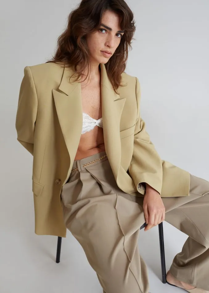 The Frankie Shop Rosali Blazer 8211 Khaki Shop Outerwear