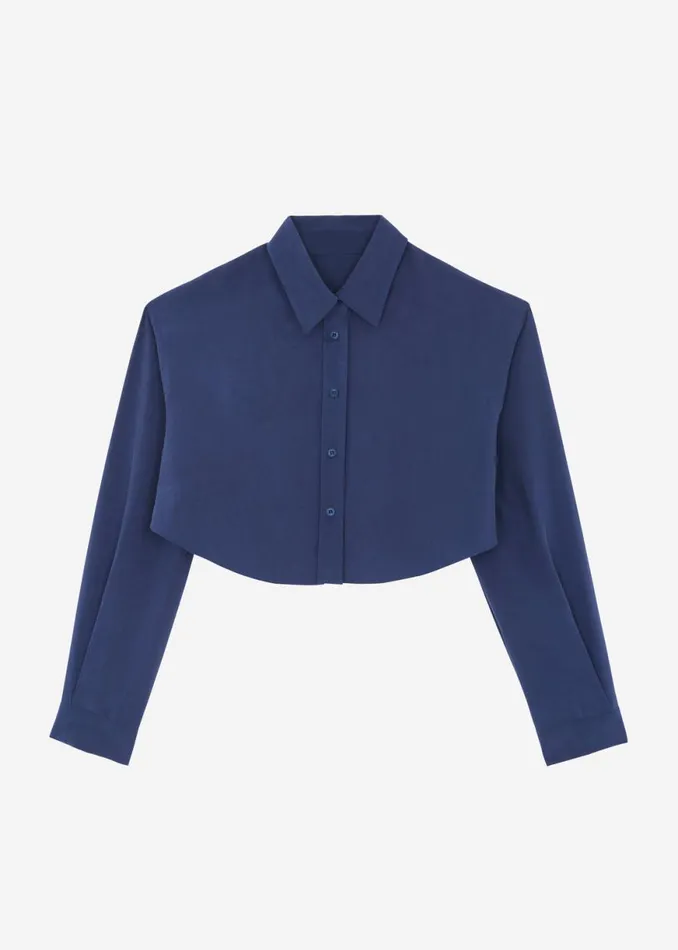 The Frankie Shop Steffi Cropped Shirt 8211 Navy Shop Tops