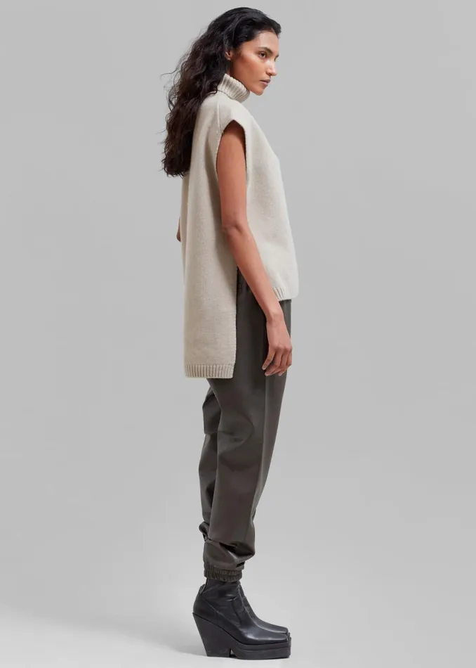 The Frankie Shop Vira Sleeveless Knit Turtleneck 8211 Oat Shop Knitwear
