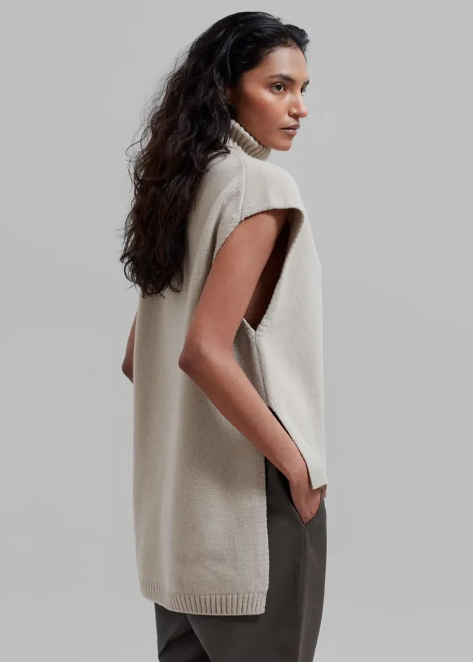 The Frankie Shop Vira Sleeveless Knit Turtleneck 8211 Oat Shop Knitwear