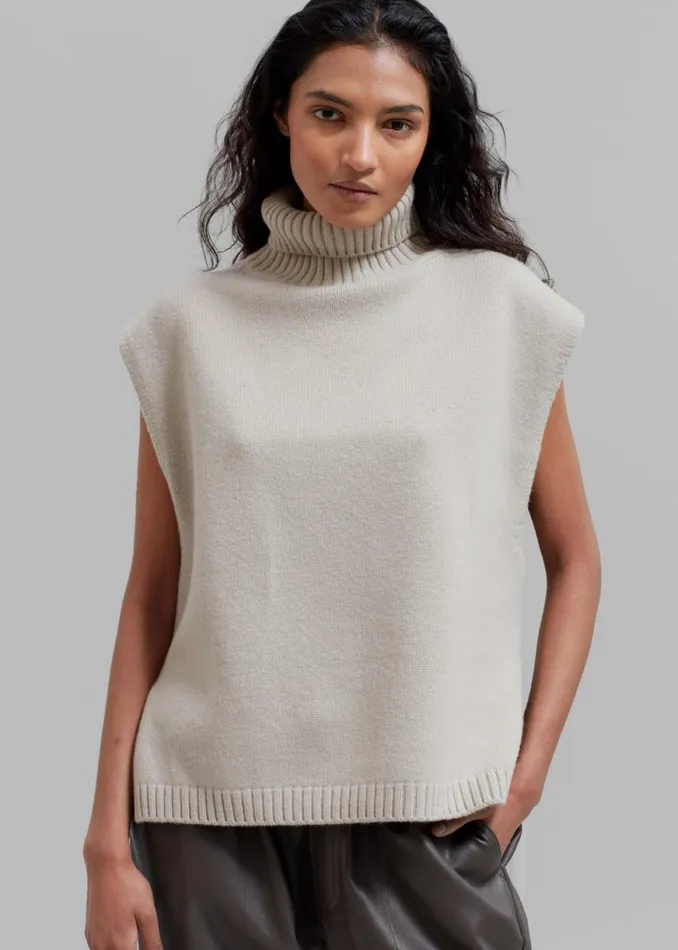 The Frankie Shop Vira Sleeveless Knit Turtleneck 8211 Oat Shop Knitwear