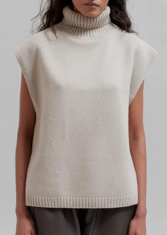 The Frankie Shop Vira Sleeveless Knit Turtleneck 8211 Oat Shop Knitwear