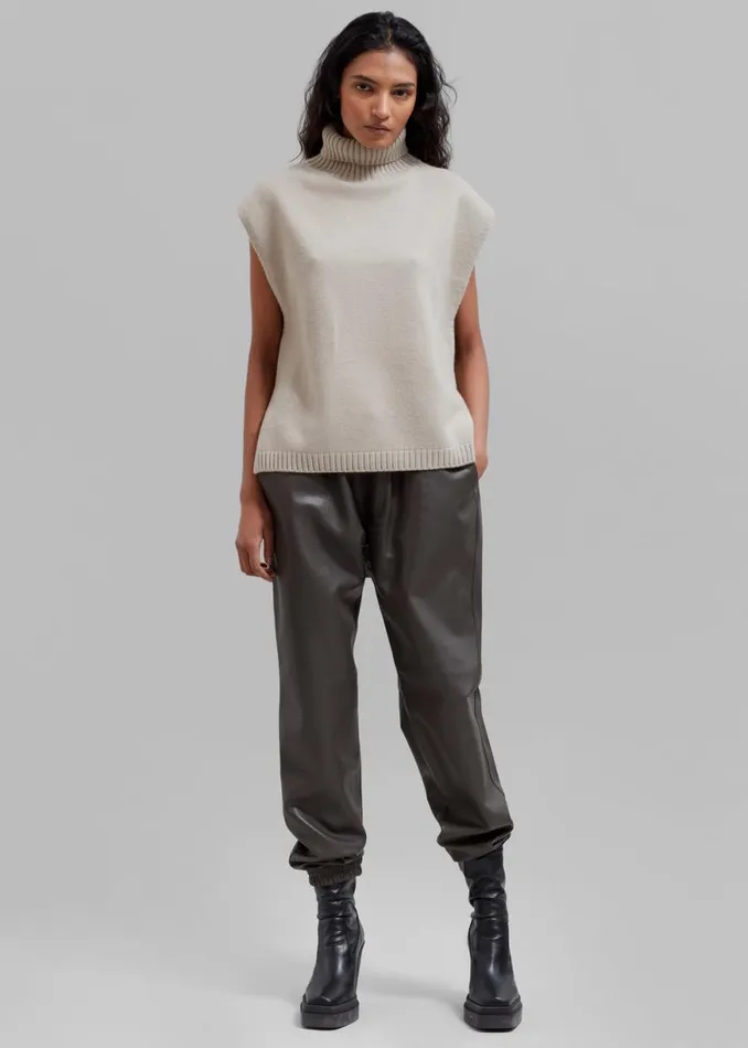 The Frankie Shop Vira Sleeveless Knit Turtleneck 8211 Oat Shop Knitwear