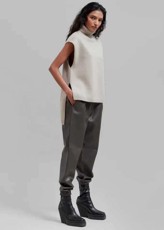 The Frankie Shop Vira Sleeveless Knit Turtleneck 8211 Oat Shop Knitwear