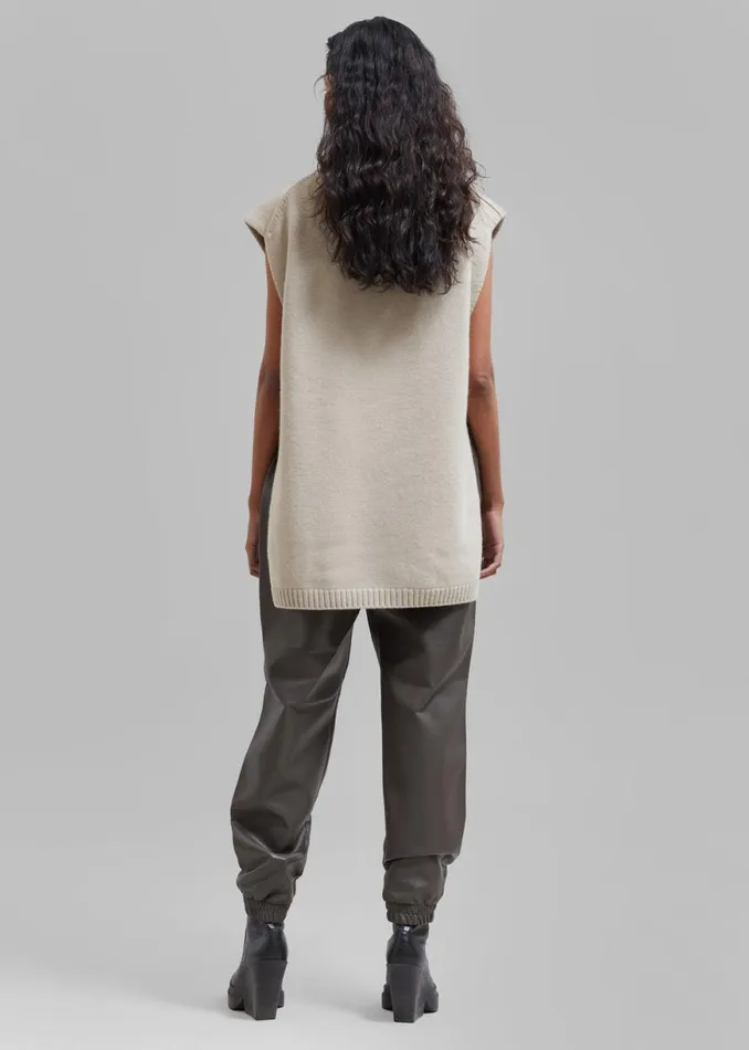 The Frankie Shop Vira Sleeveless Knit Turtleneck 8211 Oat Shop Knitwear