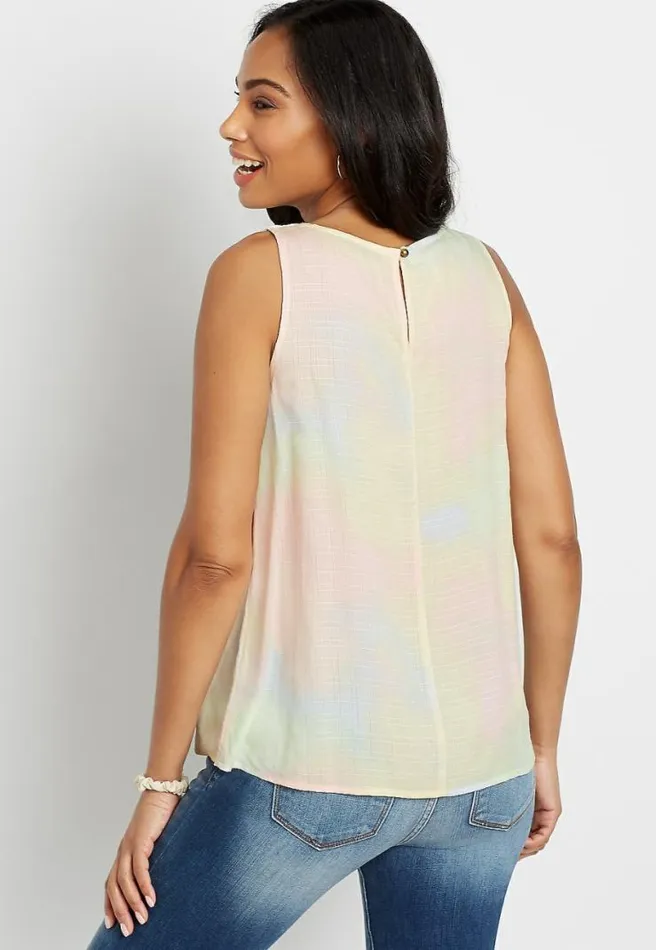 Tie Dye Crochet Yoke Tank Top Women Maurices Tops