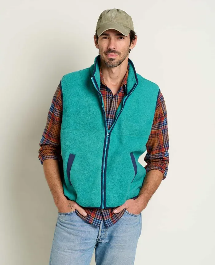 ToadandCo Jackets and Layers Men039s Campo Fleece Vest Cyan 8211 Men039s