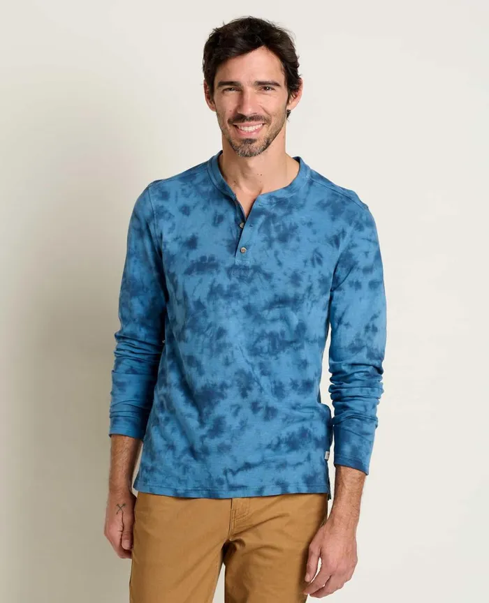 ToadandCo Shirts Men039s Primo Long Sleeve Henley True Navy Tie Dye 8211 Men039s