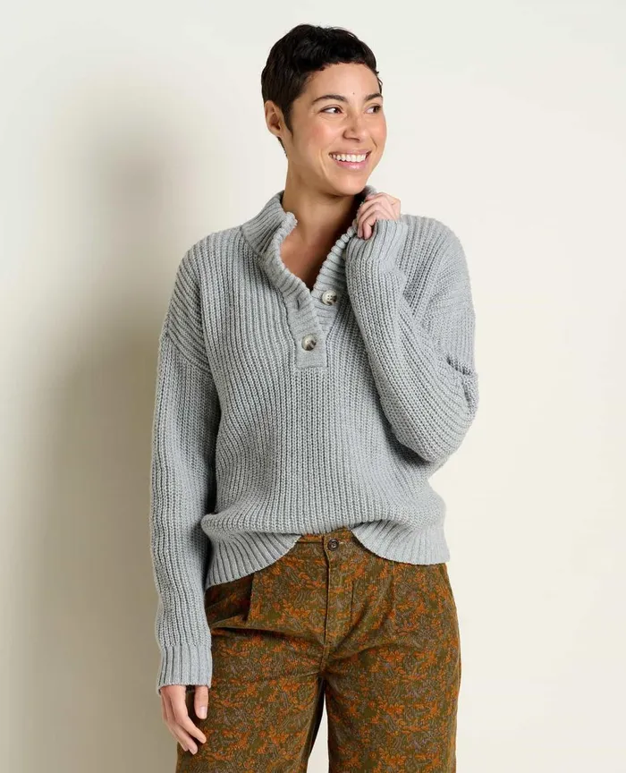 ToadandCo Sweaters Moss Point Henley Sweater Light Ash Heather 8211 Women039s