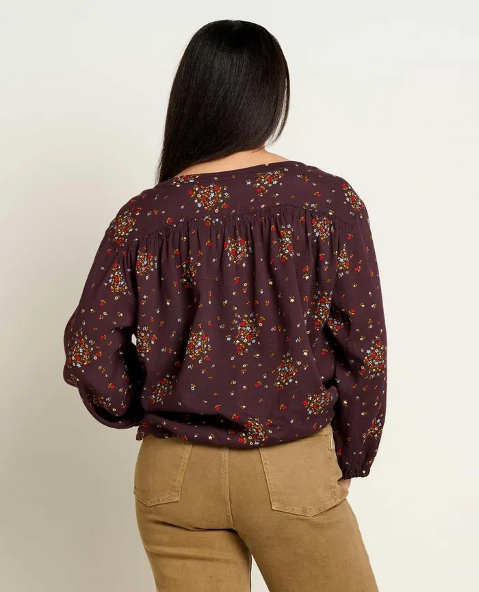 ToadandCo Tops and TShirts Manzana Long Sleeve Peasant Top Carob Floral Print 8211 Women039s