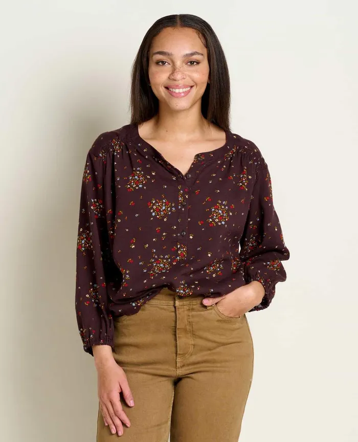 ToadandCo Tops and TShirts Manzana Long Sleeve Peasant Top Carob Floral Print 8211 Women039s