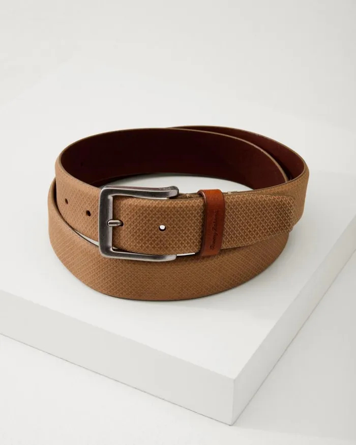 Tommy Bahama Belts Embossed Nubuck Belt Khaki 8211 Men
