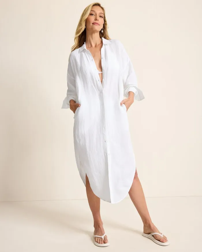 Tommy Bahama Dresses St Lucia LinenBlend Coverup Shirt Dress White 8211 Women Tommy Bahama Dresses St Lucia LinenBlend Coverup Shirt Dress White 8211 Women