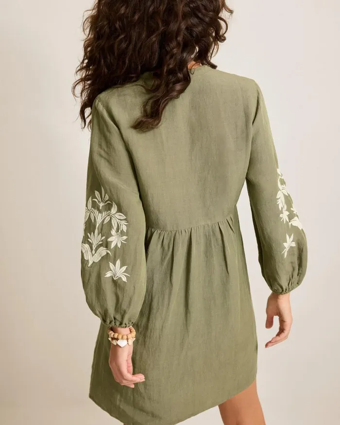 Tommy Bahama Dresses St Lucia LinenBlend Floral Embroidered Coverup Dress Tea Leaf 8211 Women Tommy Bahama Dresses St Lucia LinenBlend Floral Embroidered Coverup Dress Tea Leaf 8211 Women