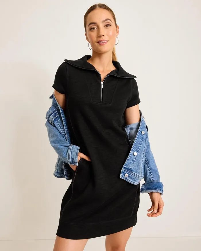 Tommy Bahama Dresses Tobago Bay HalfZip Collared Dress Black 8211 Women