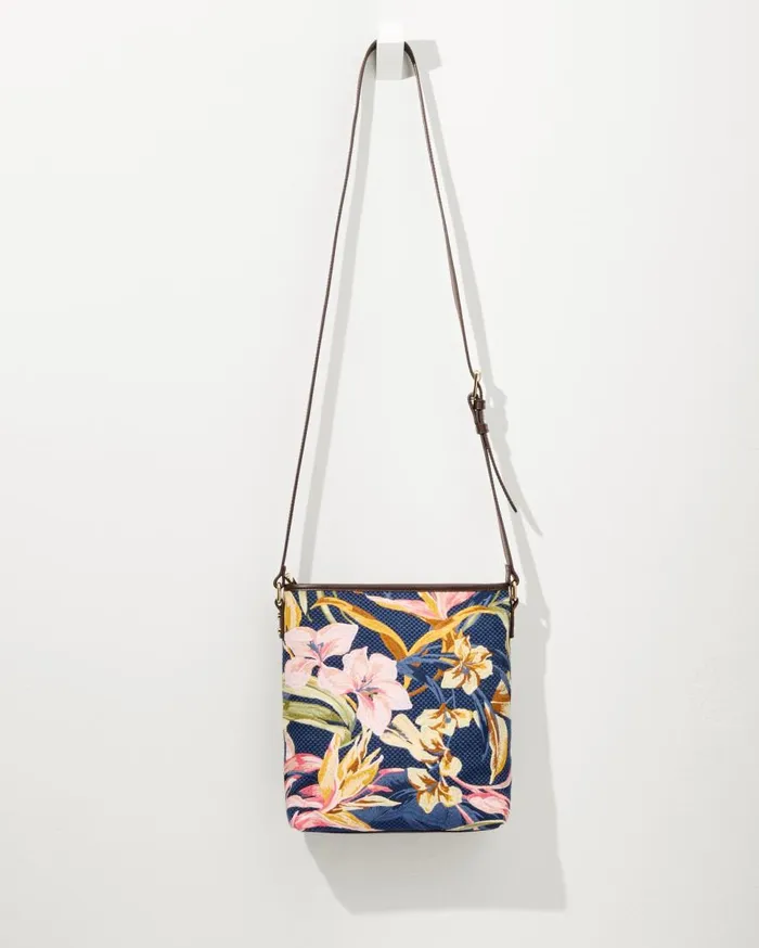 Tommy Bahama Handbags and Clutches Embroidered Crossbody Multi Floral Navy 8211 Women