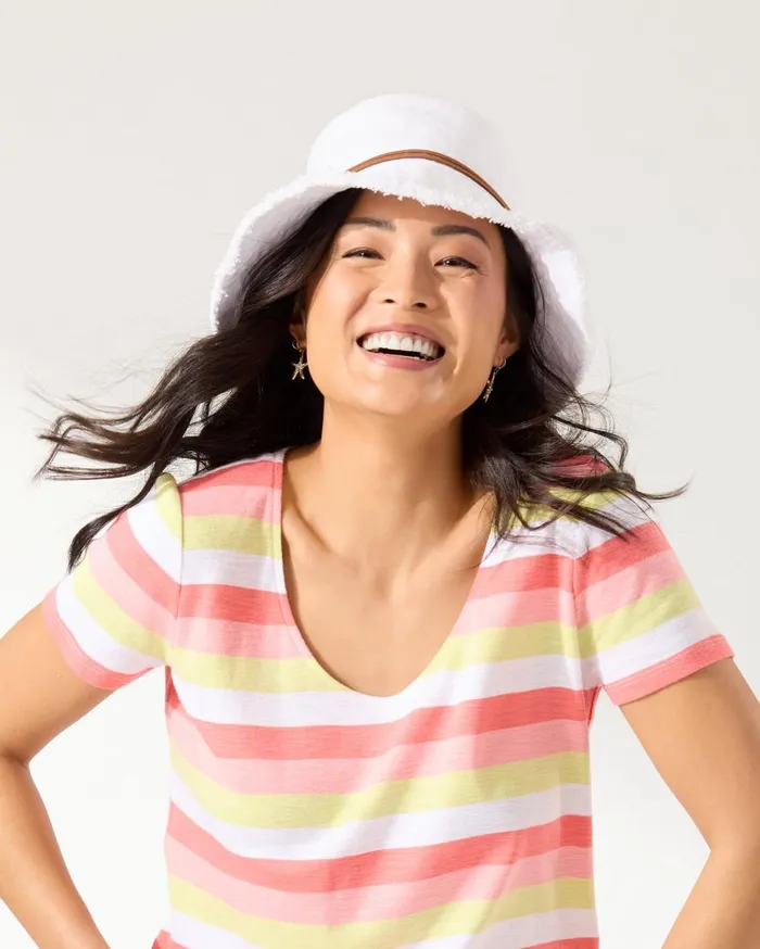 Tommy Bahama Hats and Caps Fringed Bucket Hat White 8211 Women