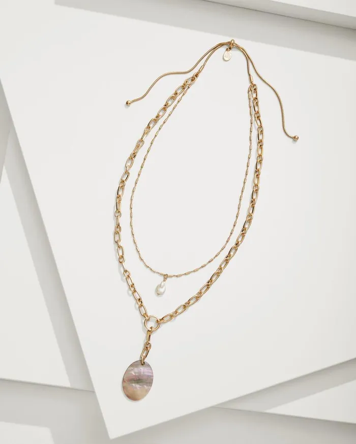 Tommy Bahama Jewelry Seaside Layered Shell And Pearl Pendant Necklace Gold 8211 Women