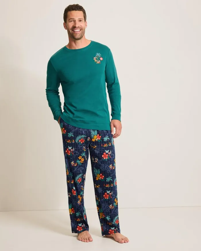 Tommy Bahama Loungewear and Pajamas Disney Long Sleeve and Pants Family Pajama Set Tropical Teal 8211 Men