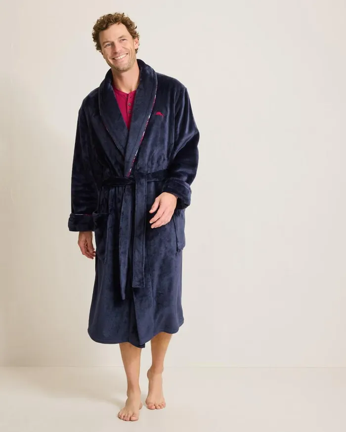 Tommy Bahama Loungewear and Pajamas Plush Robe Peacoat Navy 8211 Men