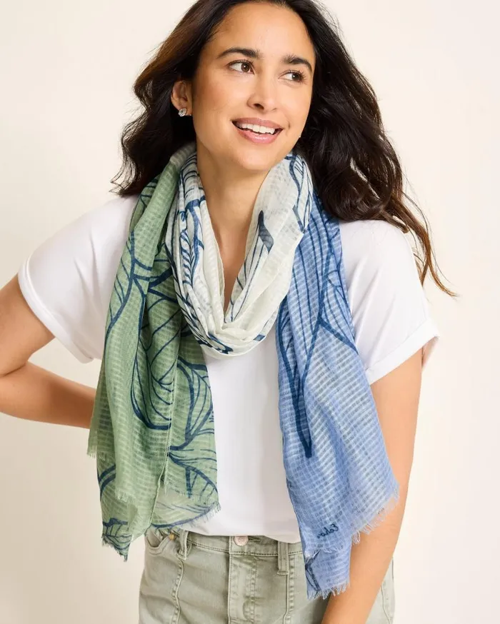 Tommy Bahama Scarves and Wraps Block Bouquet Wrap Scarf Placid Blue 8211 Women