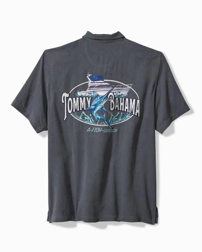 Tommy Bahama Shirts Afishianado Silk Camp Shirt Dark Sterling 8211 Men