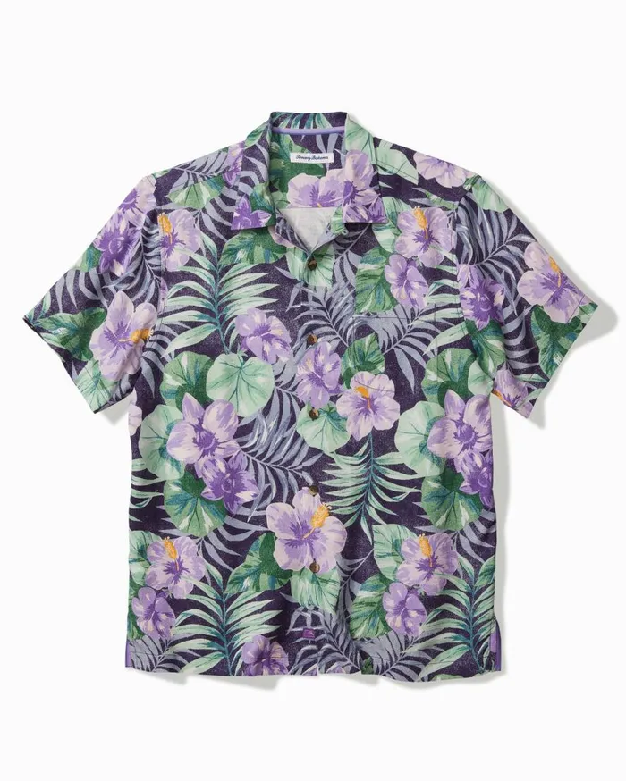 Tommy Bahama Shirts Fridas Garden Silk Camp Shirt Coastline 8211 Men