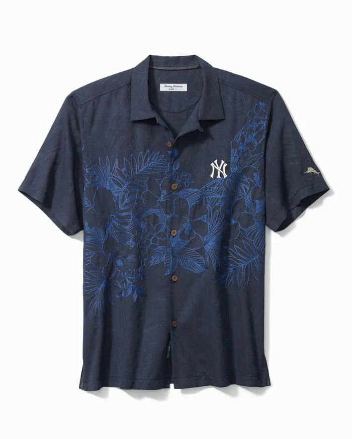 Tommy Bahama Shirts MLB Game Day Lei IslandZone Camp Shirt Newyorkyankees 8211 Men