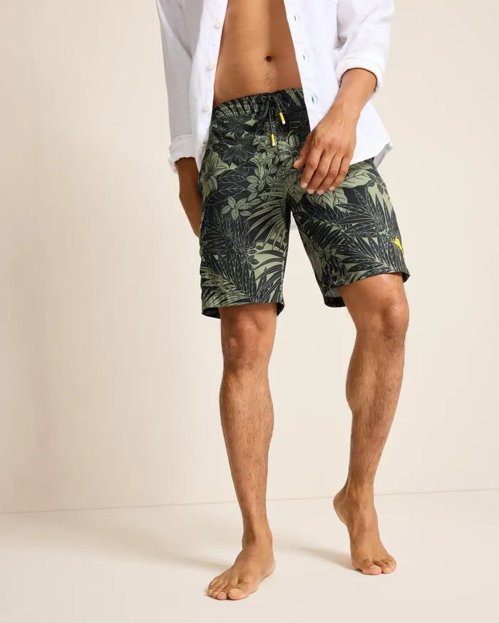 Tommy Bahama Swim and Boardshorts Baja Santiago Palms 9Inch Boardshorts Black 8211 Men